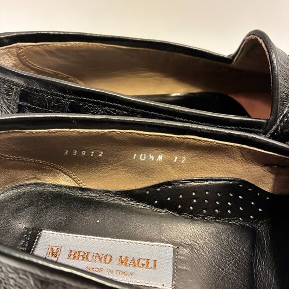 Bruno Magli “Jared” Black Genuine Crocodile Tassel Loafers – Italian Luxuy main image 7
